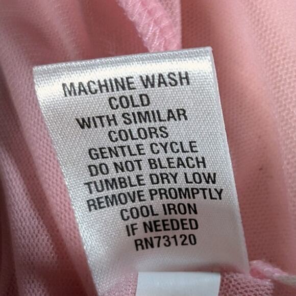 Frederick's of Hollywood Pink Sheer Mesh Long Sleeve Button Down Lace Top Medium - Picture 7 of 7